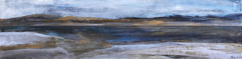 Rosemary Eagles nz landscape artist, evening coastline, acrylic on canvas